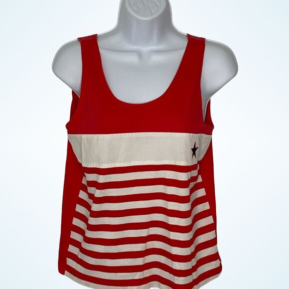 Vintage 80s Red White Star Patriotic Tank Top 4th of July Americana Medium - Picture 3 of 11